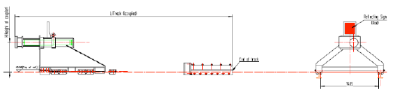 Sliding friction hydraulic buffer stop small frame